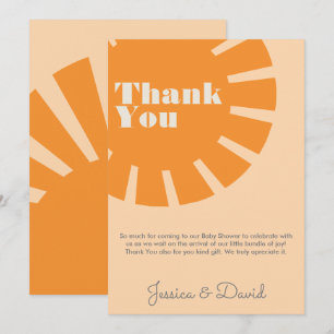 Carte De Remerciements Voici le Baby shower Sun Retro