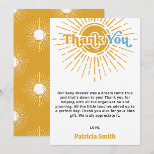 Carte De Remerciements Voici le fils retro garçon baby shower