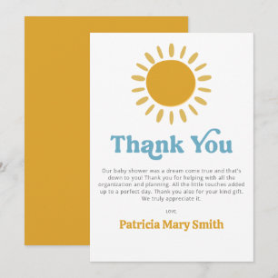 Carte De Remerciements Voici le fils retro garçon baby shower