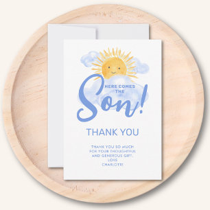 Carte De Remerciements Voici venir le fils Baby Shower