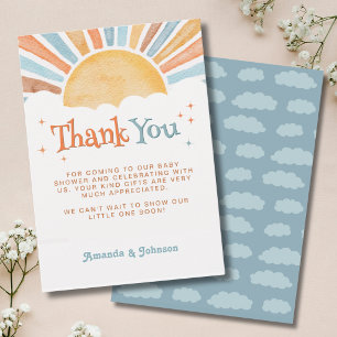 Carte De Remerciements Voici venir le fils Baby Shower Soleil