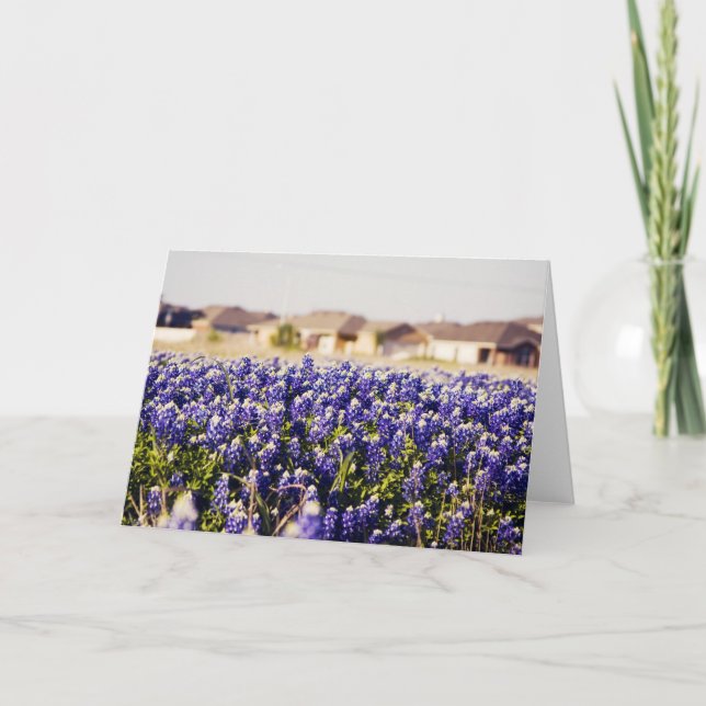 Carte De Remerciements Voisinage complètement des bluebonnets (Devant)