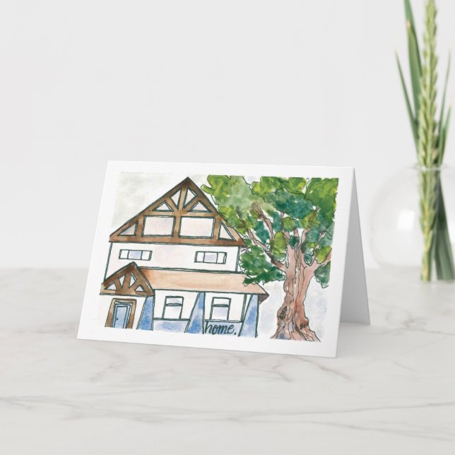 Carte De Remerciements Voiture de chauffage domestique aquarelle (Devant)