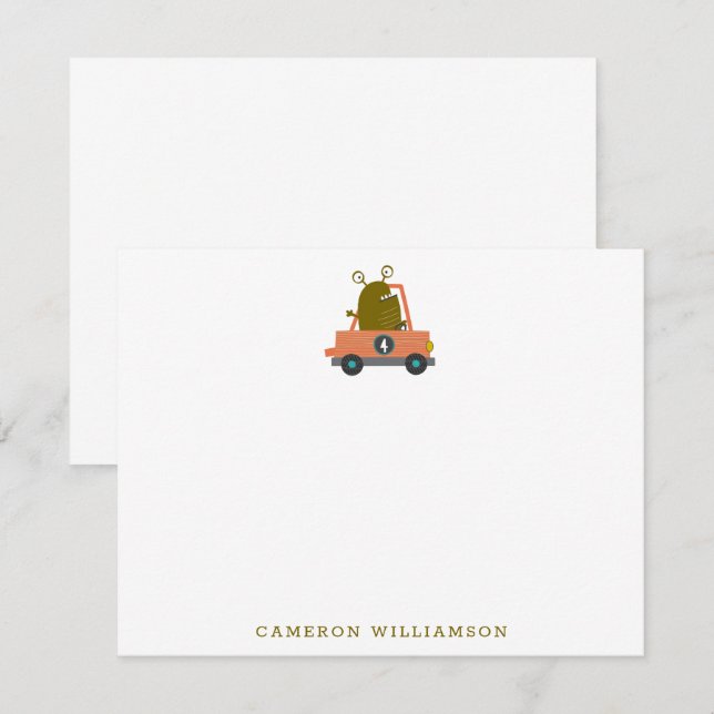 Carte De Remerciements Voiture de course Alien Quirky Stationery personna (Devant / Derrière)