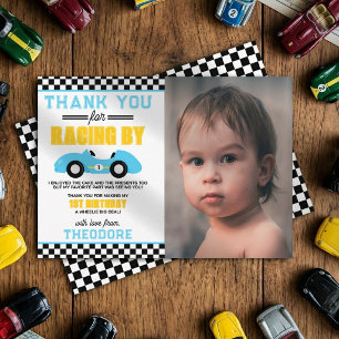Carte De Remerciements Voiture de course Fast One 1ère fête d'anniversair