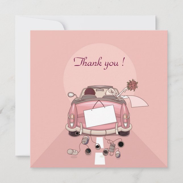 Carte De Remerciements voiture de mariage de remerciement (Devant)