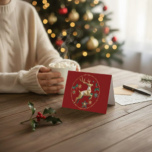 Carte De Remerciements Voiture élégante multicolore de Renne de Noël