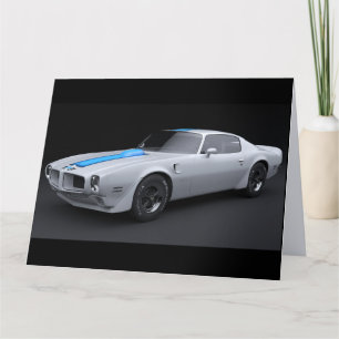 CARTE DE REMERCIEMENTS VOITURE EN MUSCLE BLANC VINTAGE ACCUEILLIR LA CART