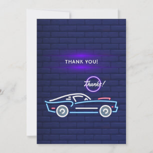 Carte De Remerciements Voiture Musclée Américaine Neon Anniversaire