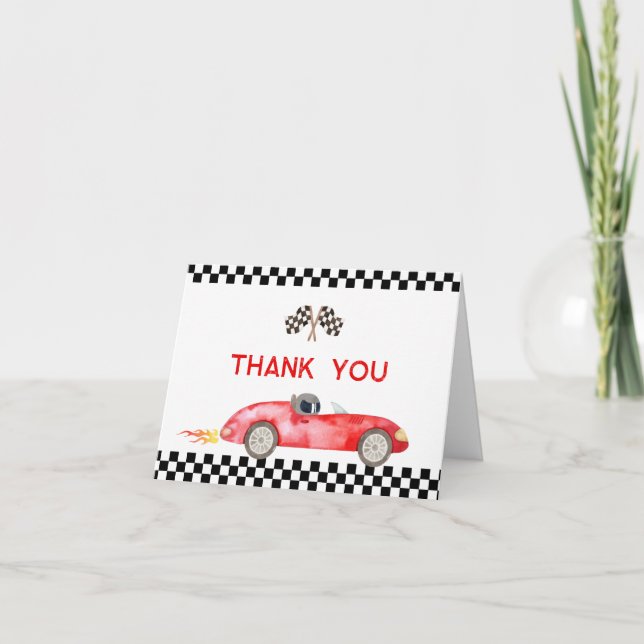 Carte De Remerciements Voiture Rouge moderne Anniversaire (Devant)