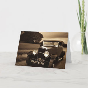 Carte De Remerciements Voiture vintage Sepia Scene 1930