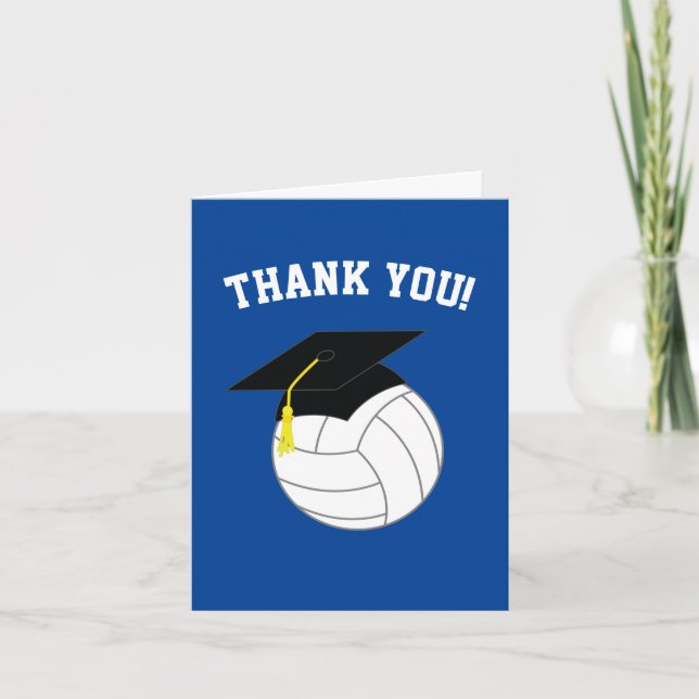 Carte De Remerciements Volley-ball Graduation Sports Blue (Devant)