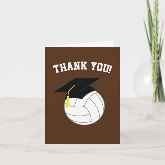 Carte De Remerciements Volley-ball Graduation Sports Brown (Devant)
