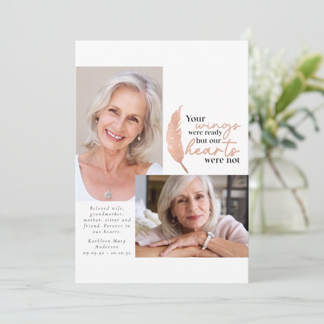 Carte De Remerciements Vos Ailes Étaient Prêtes Rose Gold Sympathy Photos (Debout devant)