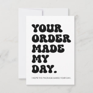 Carte De Remerciements Votre commande a fait mon jour
