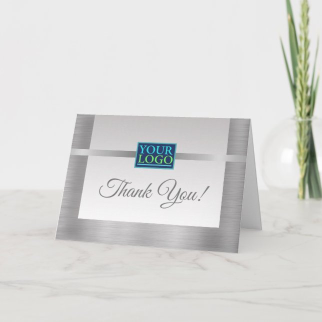 Carte De Remerciements Votre logo, code QR, nom commercial, message, arge (Devant)