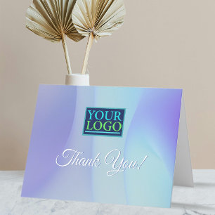 Carte De Remerciements Votre logo, nom commercial, bleu et violet Abstrai