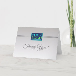 Carte De Remerciements Votre logo Nom commercial, Silver Stripe on Grey