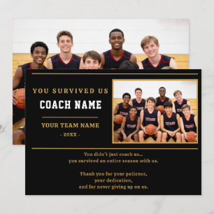 Carte De Remerciements Vous avez survécu à nous Coach Photo drôle