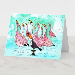 Carte De Remerciements Vous pouvez aussi, Toucan et Flamants roses Aquare