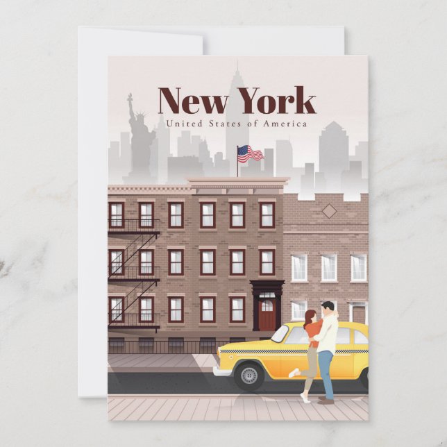 Carte De Remerciements Voyage Art Voyage à New York City (Devant)