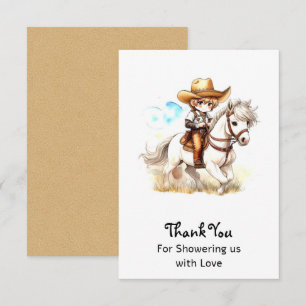 Carte De Remerciements Vue de l'Ouest : Baby shower rustique de Cowboy