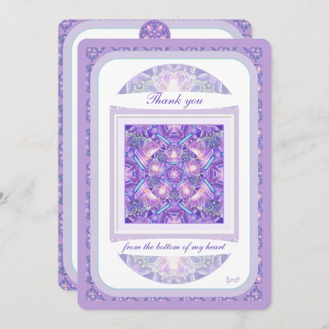 Carte De Remerciements W1 Violet (Devant / Derrière)