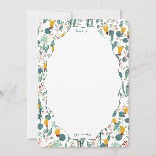Carte De Remerciements Water Garden Floral Bridal Shower Cute CUSTOM (Devant)