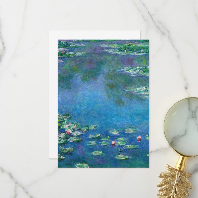 Carte De Remerciements Water Lilies by Claude Monet (Devant/Arrière en situation)