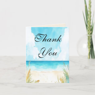 Carte De Remerciements Watercolor Blue Ocean Beach