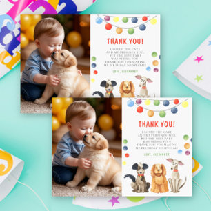 Carte De Remerciements Watercolor Chien Première fête d'anniversaire