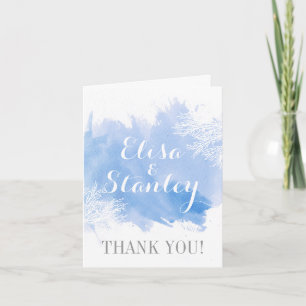 Carte De Remerciements Watercolor coral reef blue wedding thank you