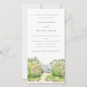Carte De Remerciements Watercolor Cottage Jardin Couples Douche Invitatio