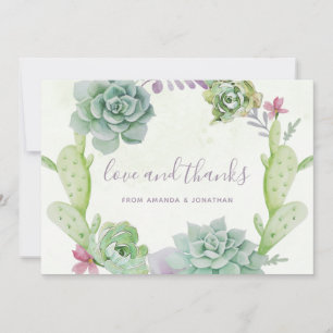 Carte De Remerciements Watercolor Desert Cactus Succulents Mariage