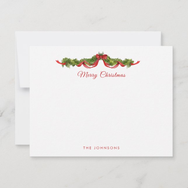 Carte De Remerciements Watercolor garland Merry Christmas  (Devant)