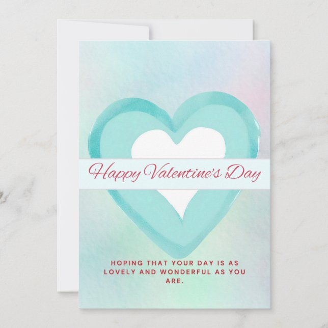 CARTE DE REMERCIEMENTS WATERCOLOR GREEN VALENTINE’S DAY GREETING CARD  (Devant)