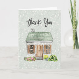 Carte De Remerciements Watercolor House Immobilier