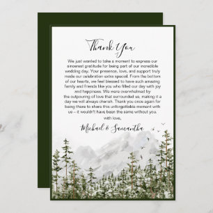 Carte De Remerciements Watercolor Mountain Forest Mariage rustique