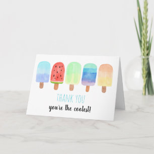 Carte De Remerciements Watercolor Popsicle Blue Boy Anniversaire