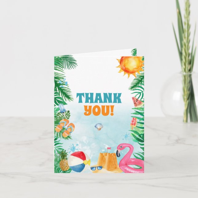Carte De Remerciements Watercolor Summer Beach Party (Devant)