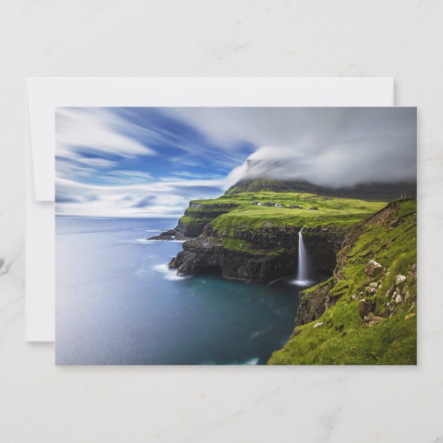 Carte De Remerciements Waterfalls | Faroe Islands, Denmark (Devant)