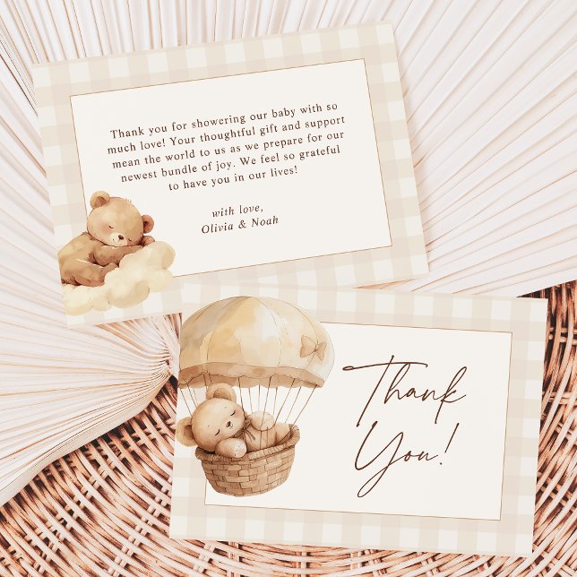 Carte De Remerciements We Can Bearly Wait Gingham Teddy Bear Baby Shower (Créateur téléchargé)