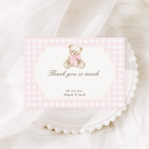 We Can Bearly Wait Pink Gingham Teddy Bear Baby