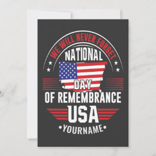 Carte De Remerciements We Will Never Forget National Day of Remembrance