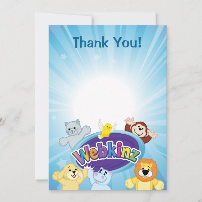 Carte De Remerciements Webkinz : Entré et jeu (Devant)