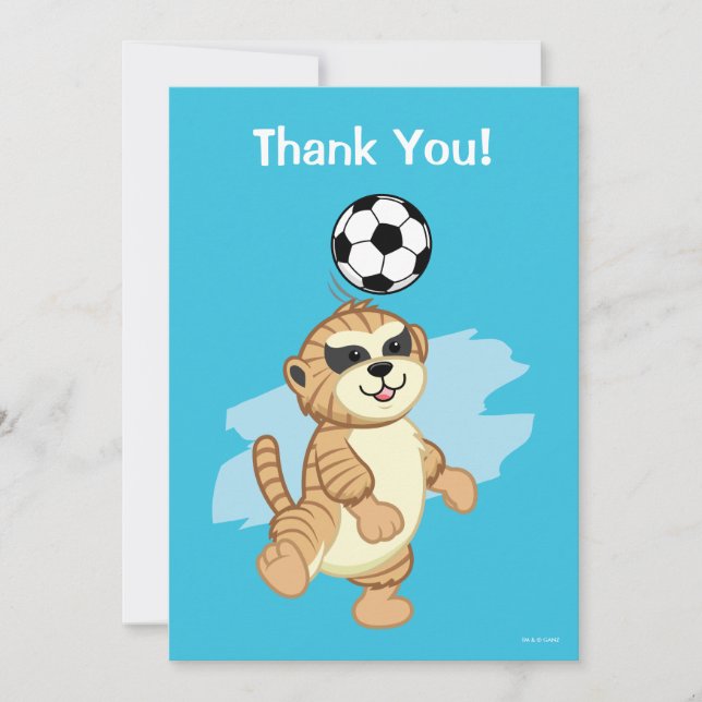 Carte De Remerciements Webkinz | Meerkat jouant au football (Devant)