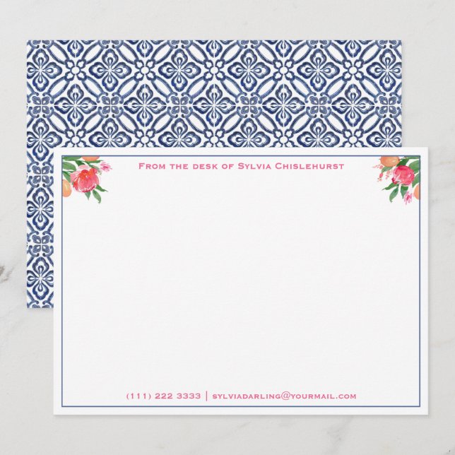 Carte De Remerciements Wedding shower de carreaux Espagnol en agrumes gai (Devant / Derrière)