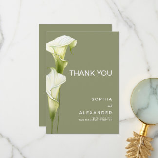 Carte De Remerciements Wedding Thank You Cards "Delicate Calla Lilies"