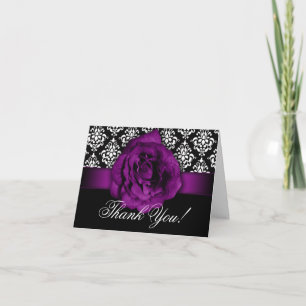 Carte De Remerciements Wedding Thank You Cards Purple Rose Damask