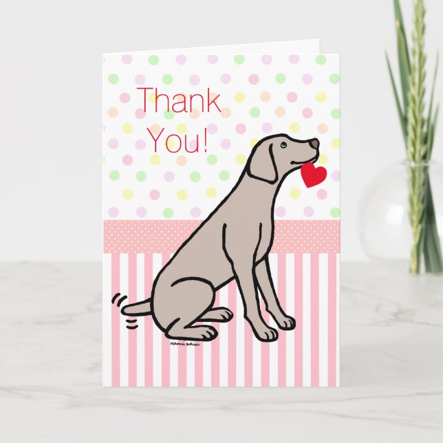 Carte De Remerciements Weimaraner et Coeur (Devant)